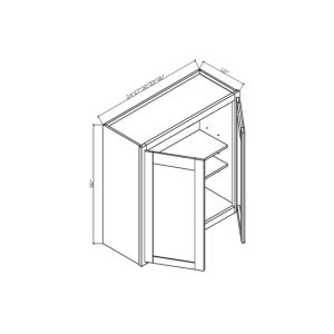 W3630 Classic Gable Gray 2 Doors Wall cabinets 12" deep 30" High - 36" Wide x 12" Deep x 30" High 2Doors 2 Shelves