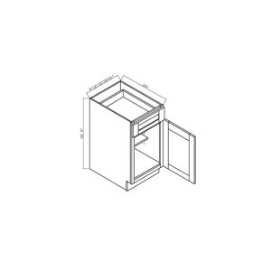 B21 Stanford Naval 1 Door Base Cabinets 34 <sup>1/2</sup>" High x 24" Deep - 21" Wide x 24" Deep x 34 <sup>1/2</sup>" High 1 Door 1 Drawer 1 Shelf