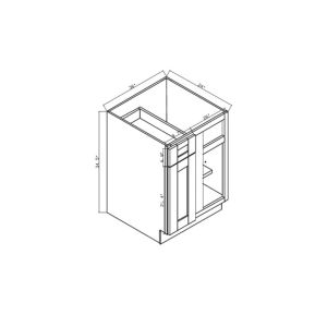 BBC42/45 Classic Pitch Black 1 Door Blind Base Cabinets - 42" Wide x 24" Deep x 34 <sup>1/2</sup>" High 1 Door 1 Drawer 1 Shelf