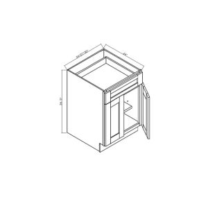 B36 Shaker Denim Blue 2 Doors Base Cabinets 34 <sup>1/2</sup>" High x 24" Deep - 36" Wide x 24" Deep x 34 <sup>1/2</sup>" High 2 Doors 2 Drawers 1 Shelf