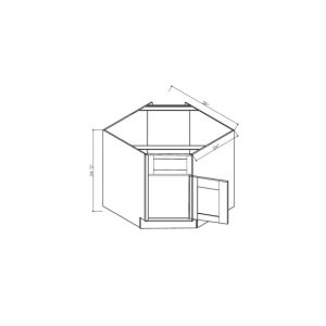BEC36 Classic Ocean Blue Corner Sink Base - 36" x 36" x 34 <sup>1/2</sup>" High