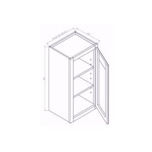 W2136 Classic Cloud White Wall cabinets 12" deep 36" High - 21" Wide x 12" Deep x 36" High 1Door 2 Shelves