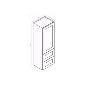 W2D1857 Plainfield Dove Wall Cabinet - 2 Built In Drawers - 18" Wide x 57" High x 12" Deep 1Door 2Drawers 2 Shelves