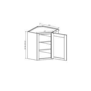 WDC2442 Classic Ocean Blue 1 Door Wall Diagonal Cabinets - 24" Wide x 24" Deep x 42” High 1 Door 3 Shelves